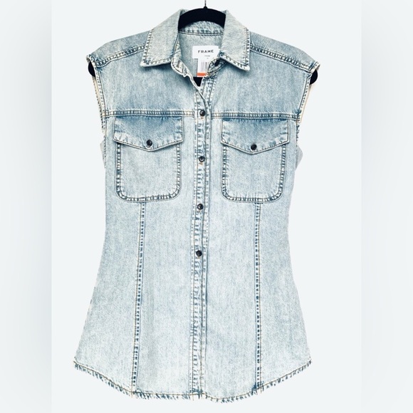 Frame Denim Tops - STUNNING brand new without tags Frame Denim Cutaway Arie Top in Light Blue